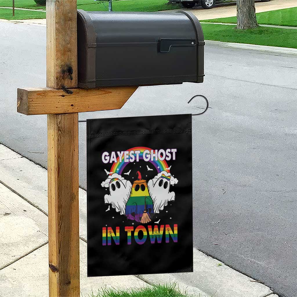 Funny Halloween LGBT Garden Flag Gayest Ghost In Town Rainbow Flag TS11 Print Your Wear