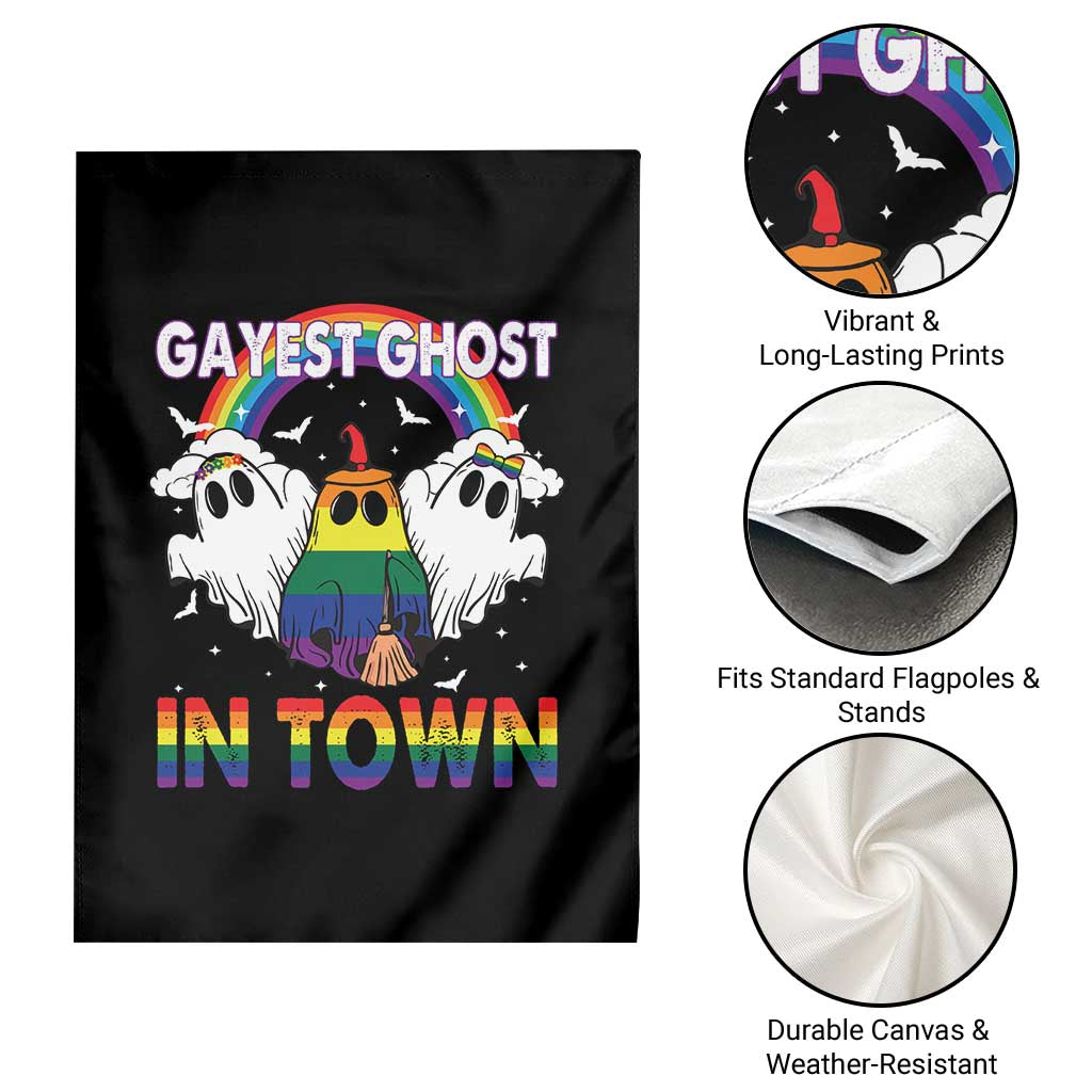 Funny Halloween LGBT Garden Flag Gayest Ghost In Town Rainbow Flag TS11 Print Your Wear