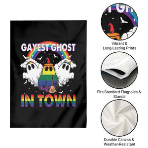 Funny Halloween LGBT Garden Flag Gayest Ghost In Town Rainbow Flag TS11 Print Your Wear