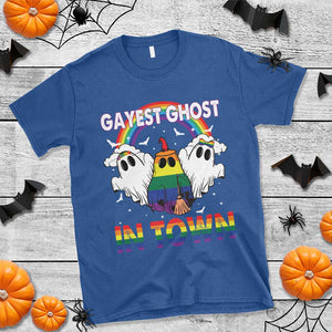 Funny Halloween LGBT T Shirt Gayest Ghost In Town Rainbow Flag TS11 Royal Blue Print Your Wear