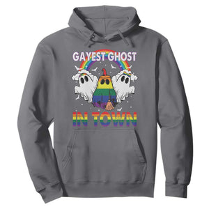 Funny Halloween LGBT Hoodie Gayest Ghost In Town Rainbow Flag TS11 Charcoal Print Your Wear