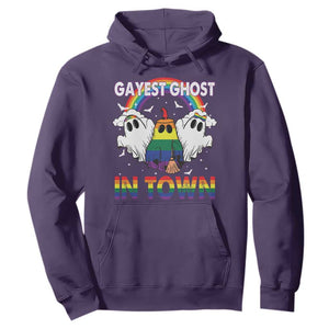 Funny Halloween LGBT Hoodie Gayest Ghost In Town Rainbow Flag TS11 Purple Print Your Wear