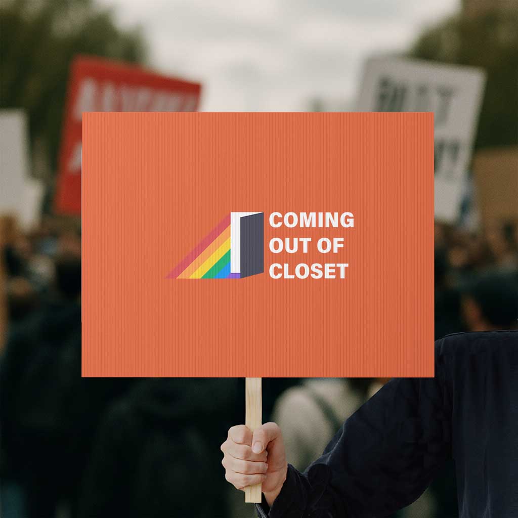Come Out LGBT Protest Sign Coming Out Of Closet Rainbow Door TS11 Horizontal 18