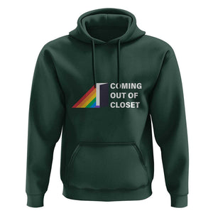 Come Out LGBT Hoodie Coming Out Of Closet Rainbow Door TS11 Dark Forest Green Print Your Wear