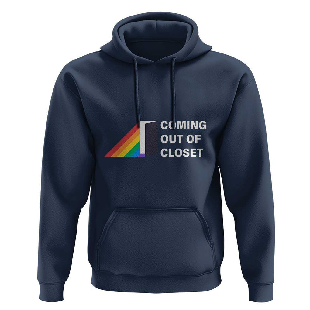 Come Out LGBT Hoodie Coming Out Of Closet Rainbow Door TS11 Navy Print Your Wear