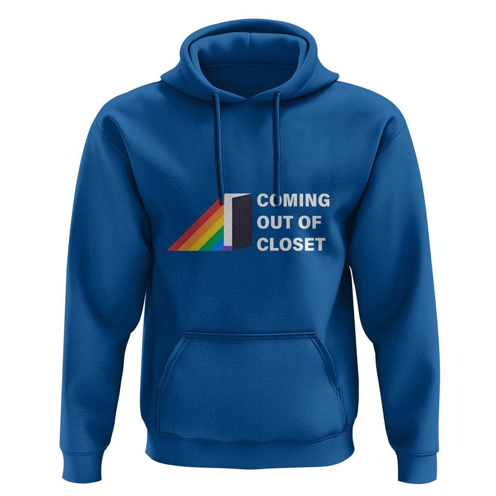 Come Out LGBT Hoodie Coming Out Of Closet Rainbow Door TS11 Royal Blue Print Your Wear