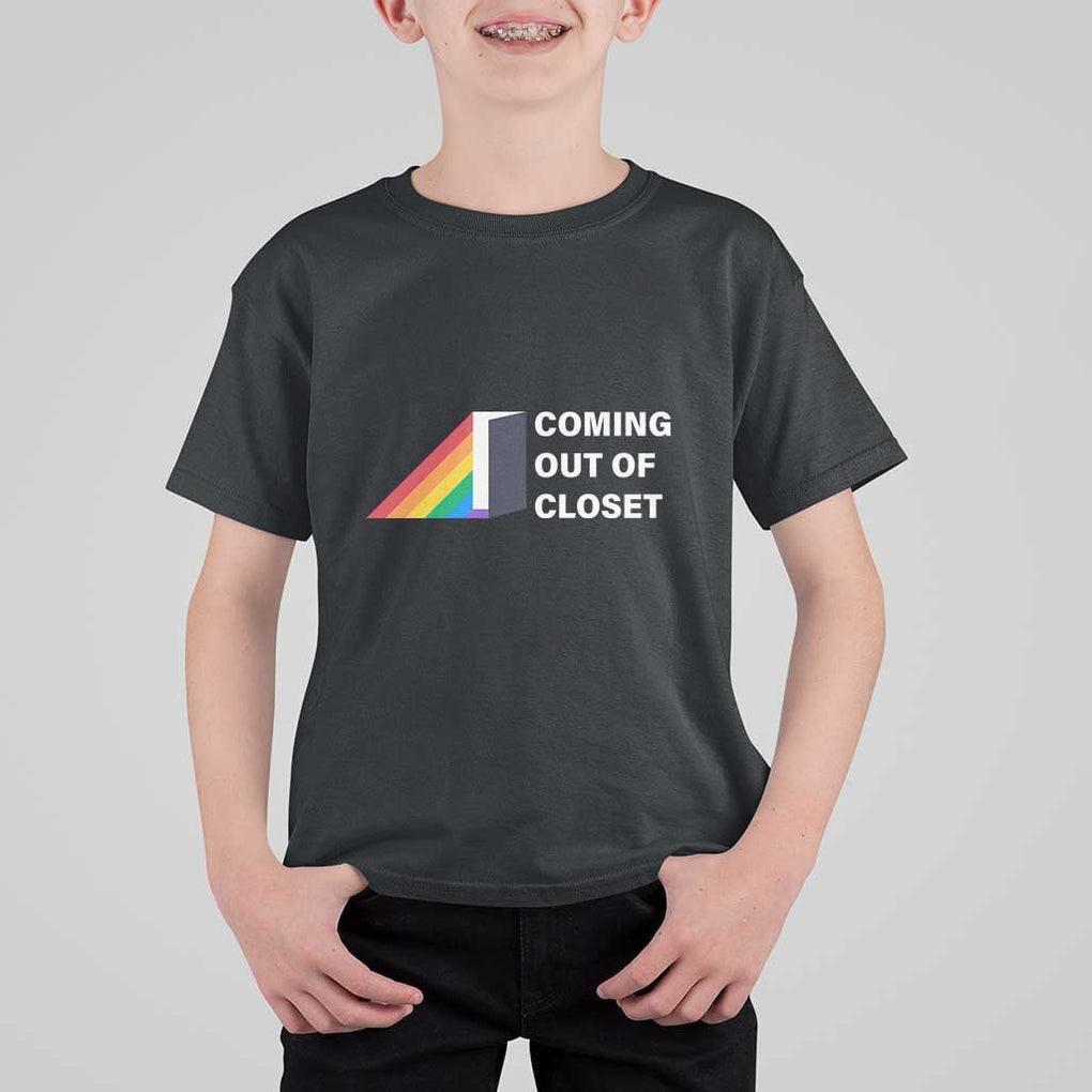 Come Out LGBT T Shirt For Kid Coming Out Of Closet Rainbow Door TS11 Black Print Your Wear