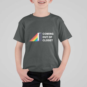 Come Out LGBT T Shirt For Kid Coming Out Of Closet Rainbow Door TS11 Dark Heather Print Your Wear