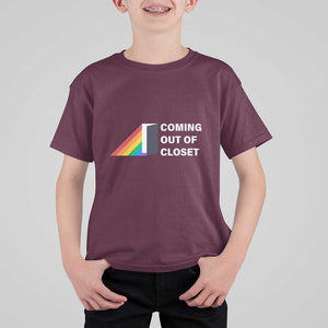 Come Out LGBT T Shirt For Kid Coming Out Of Closet Rainbow Door TS11 Maroon Print Your Wear