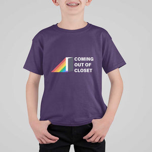 Come Out LGBT T Shirt For Kid Coming Out Of Closet Rainbow Door TS11 Purple Print Your Wear