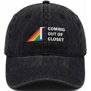 Come Out LGBT Washed Cotton Baseball Cap Coming Out Of Closet Rainbow Door TS11 Print Your Wear