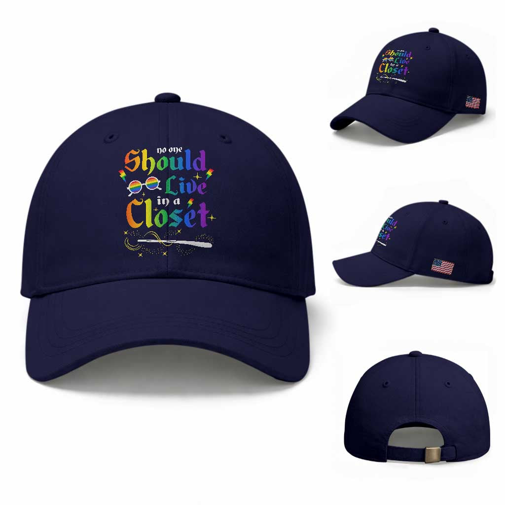 Come Out LGBT Baseball Cap No One Should Live In A Closet Magical Rainbow Glasses TS11 Baseball Cap Universal Fit Dark Blue Print Your Wear