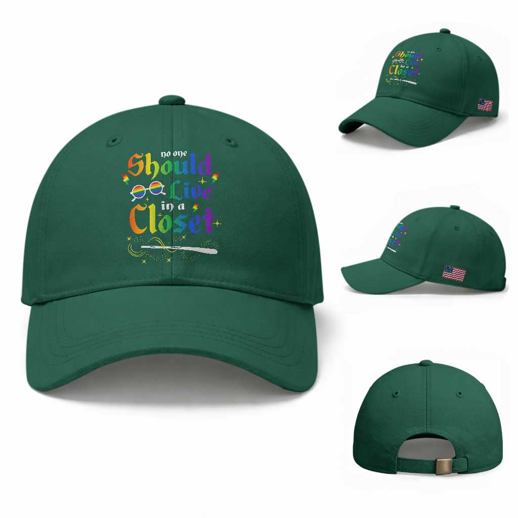 Come Out LGBT Baseball Cap No One Should Live In A Closet Magical Rainbow Glasses TS11 Baseball Cap Universal Fit Irish Green Print Your Wear