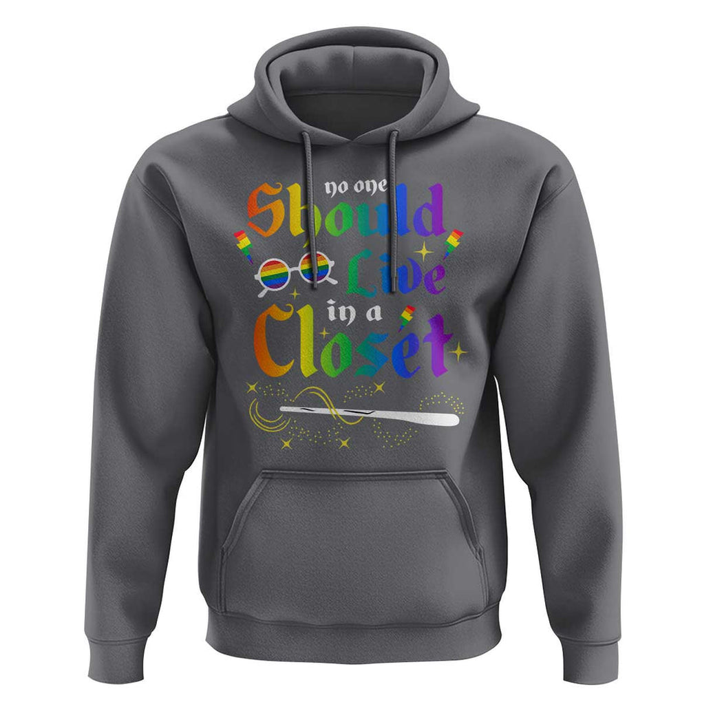 Come Out LGBT Hoodie No One Should Live In A Closet Magical Rainbow Glasses TS11 Charcoal Print Your Wear