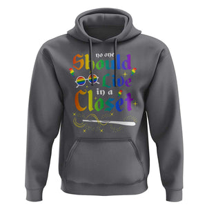 Come Out LGBT Hoodie No One Should Live In A Closet Magical Rainbow Glasses TS11 Charcoal Print Your Wear