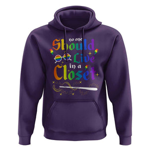 Come Out LGBT Hoodie No One Should Live In A Closet Magical Rainbow Glasses TS11 Purple Print Your Wear