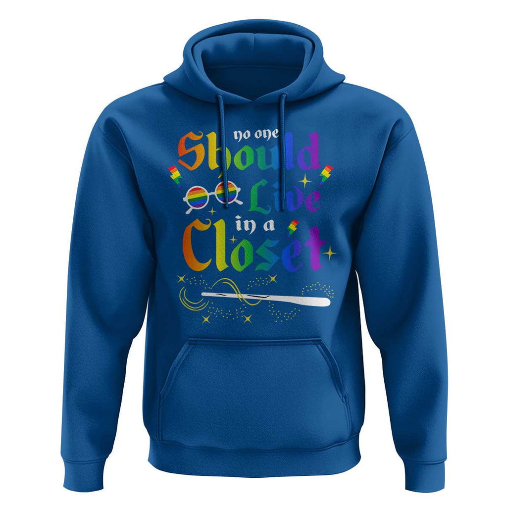 Come Out LGBT Hoodie No One Should Live In A Closet Magical Rainbow Glasses TS11 Royal Blue Print Your Wear
