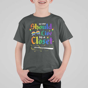 Come Out LGBT T Shirt For Kid No One Should Live In A Closet Magical Rainbow Glasses TS11 Dark Heather Print Your Wear