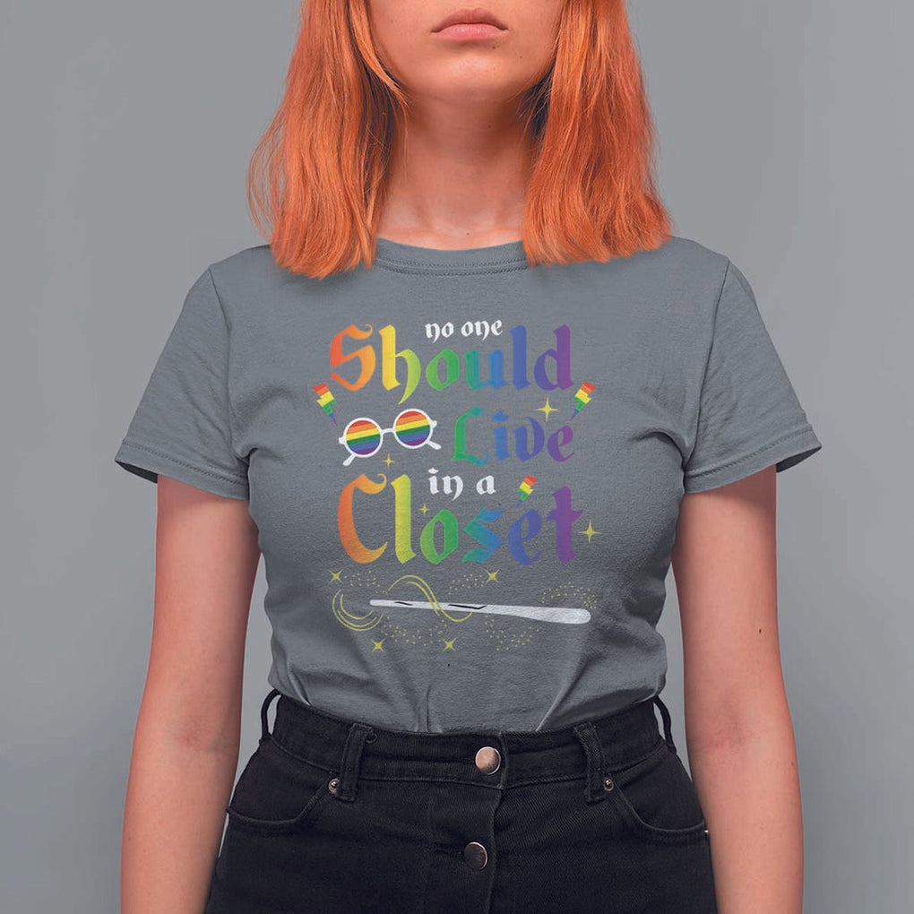 Come Out LGBT T Shirt For Women No One Should Live In A Closet Magical Rainbow Glasses TS11 Charcoal Print Your Wear