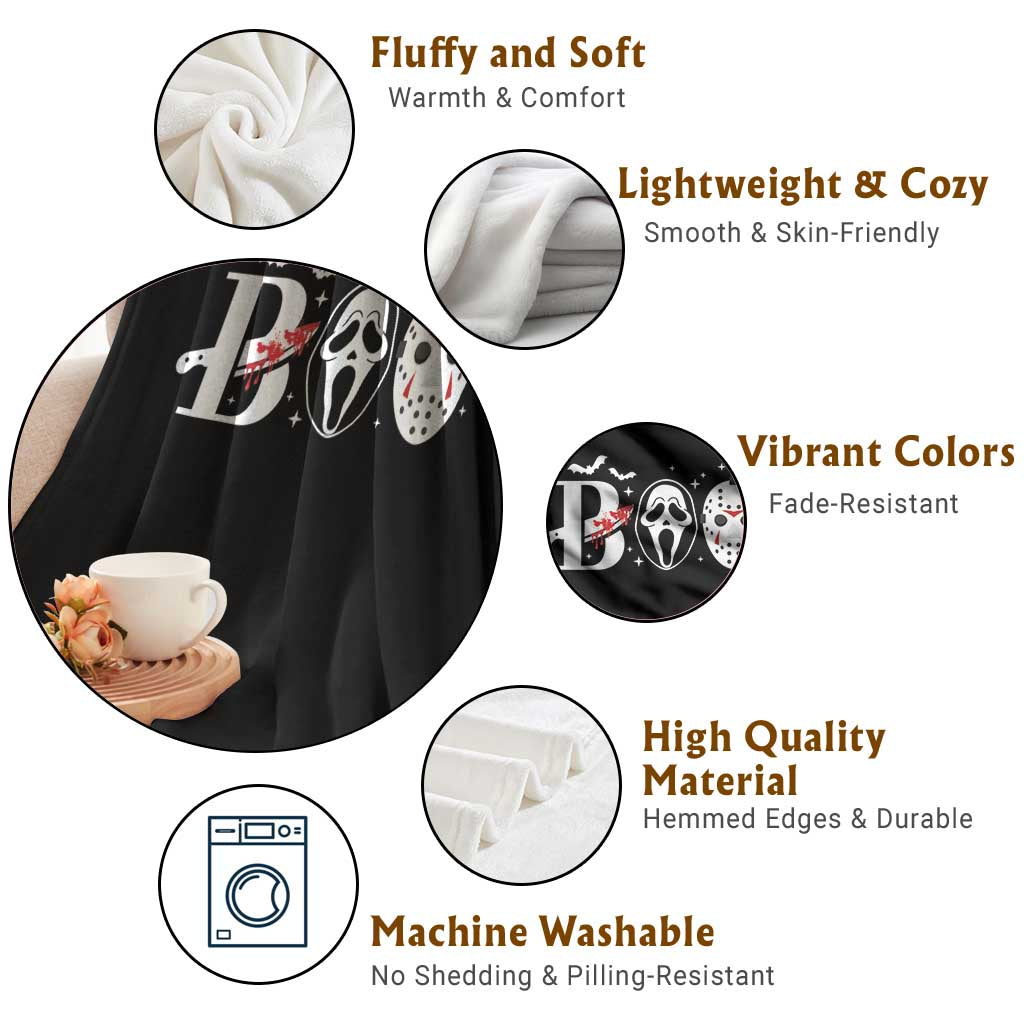 Halloween Throw Blanket Boo Horror Murderer Masks Bat Spooky Season TS11 Print Your Wear