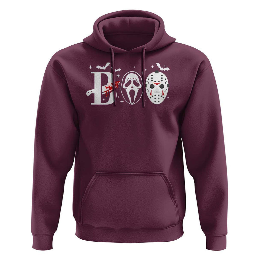 Halloween Hoodie Boo Horror Murderer Masks Bat Spooky Season TS11 Maroon Print Your Wear