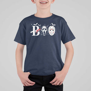 Halloween T Shirt For Kid Boo Horror Murderer Masks Bat Spooky Season TS11 Navy Print Your Wear