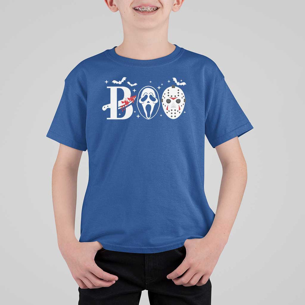 Halloween T Shirt For Kid Boo Horror Murderer Masks Bat Spooky Season TS11 Royal Blue Print Your Wear