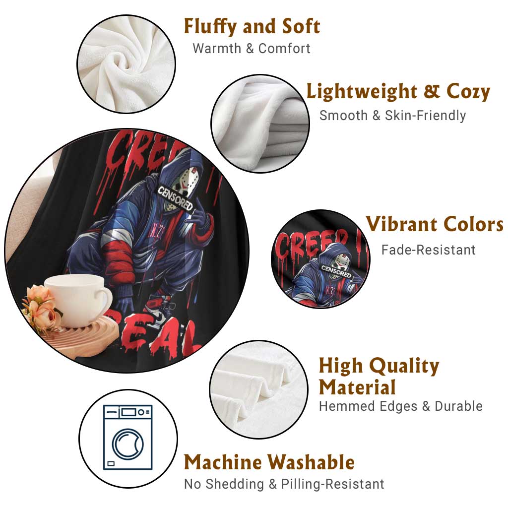 Halloween Throw Blanket Creep It Real Horror Murderer Spooky Season TS11 Print Your Wear