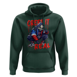 Halloween Hoodie Creep It Real Horror Murderer Spooky Season TS11 Dark Forest Green Print Your Wear