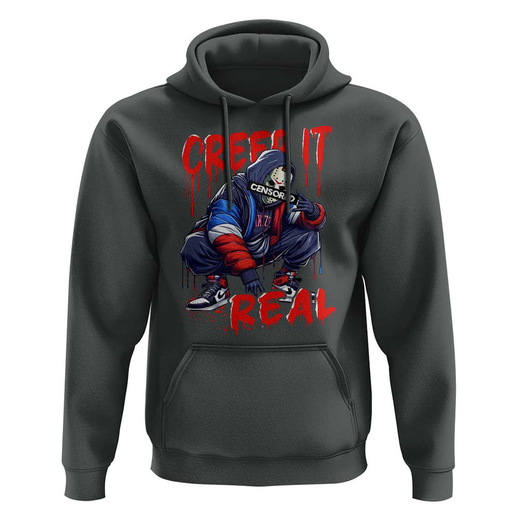 Halloween Hoodie Creep It Real Horror Murderer Spooky Season TS11 Dark Heather Print Your Wear