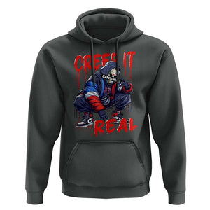 Halloween Hoodie Creep It Real Horror Murderer Spooky Season TS11 Dark Heather Print Your Wear