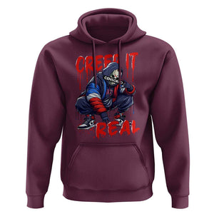 Halloween Hoodie Creep It Real Horror Murderer Spooky Season TS11 Maroon Print Your Wear