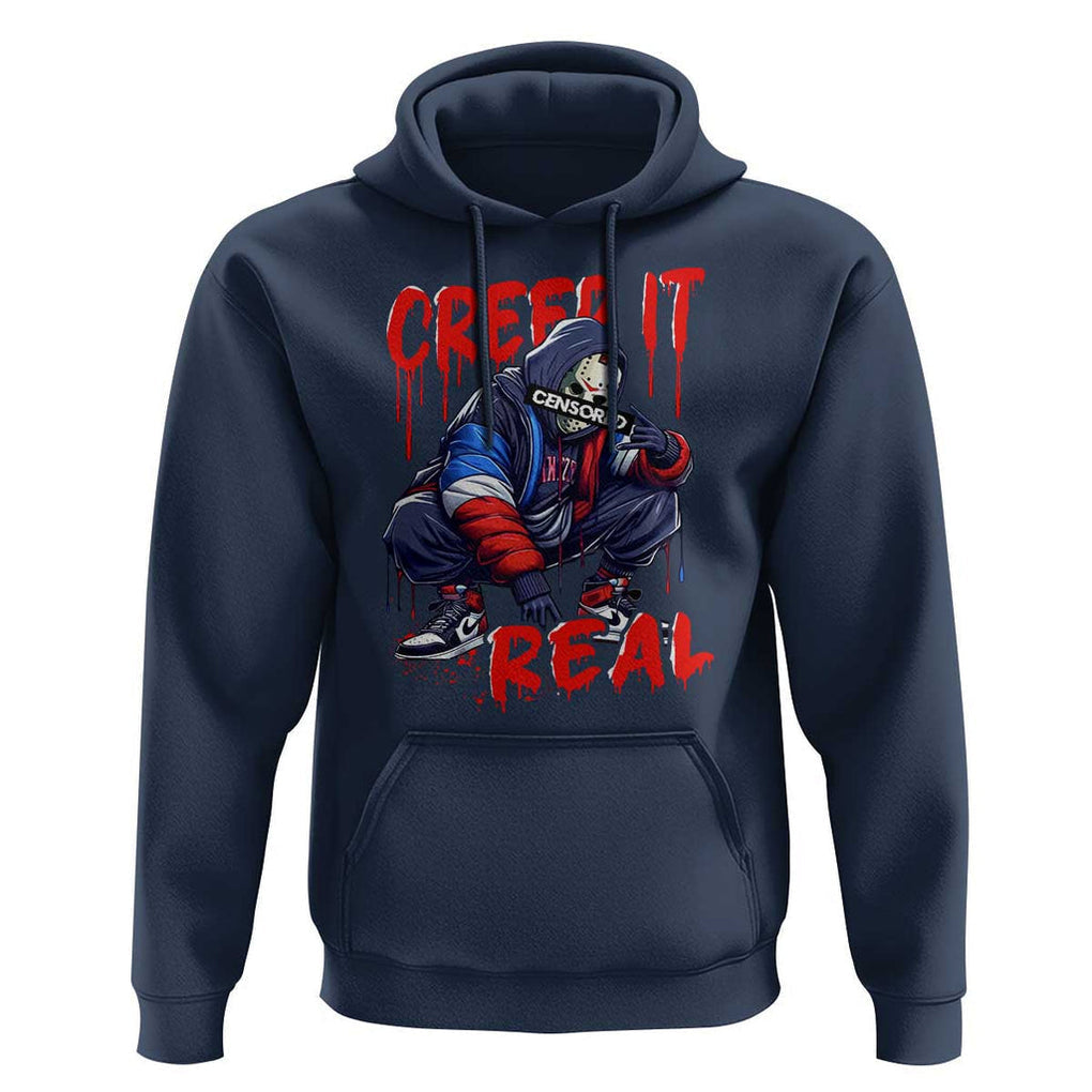 Halloween Hoodie Creep It Real Horror Murderer Spooky Season TS11 Navy Print Your Wear