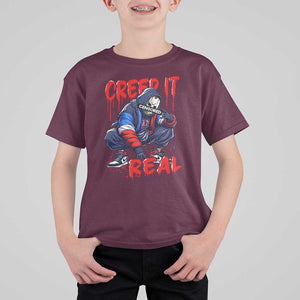Halloween T Shirt For Kid Creep It Real Horror Murderer Spooky Season TS11 Maroon Print Your Wear