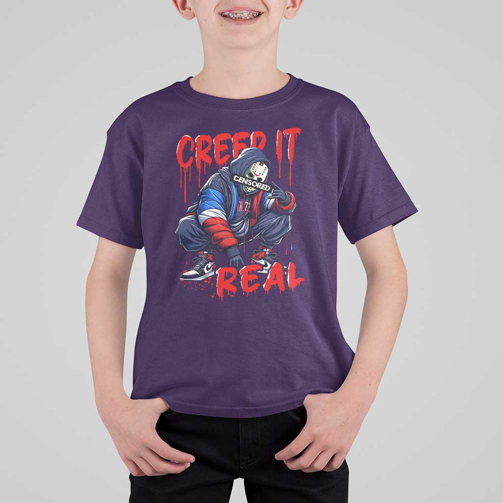 Halloween T Shirt For Kid Creep It Real Horror Murderer Spooky Season TS11 Purple Print Your Wear