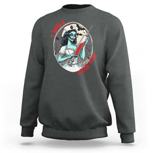 Funny Halloween Nurse Sweatshirt I Will Stab You Scary Zombie Needle Nurse TS11 Dark Heather Print Your Wear