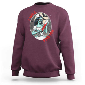 Funny Halloween Nurse Sweatshirt I Will Stab You Scary Zombie Needle Nurse TS11 Maroon Print Your Wear