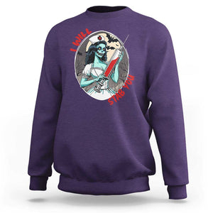 Funny Halloween Nurse Sweatshirt I Will Stab You Scary Zombie Needle Nurse TS11 Purple Print Your Wear