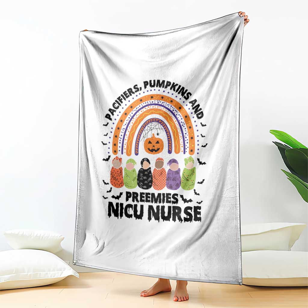 NICU Nurse Halloween Throw Blanket Pacifiers Pumpkins And Preemies Baby Rainbow Bat TS11 Print Your Wear