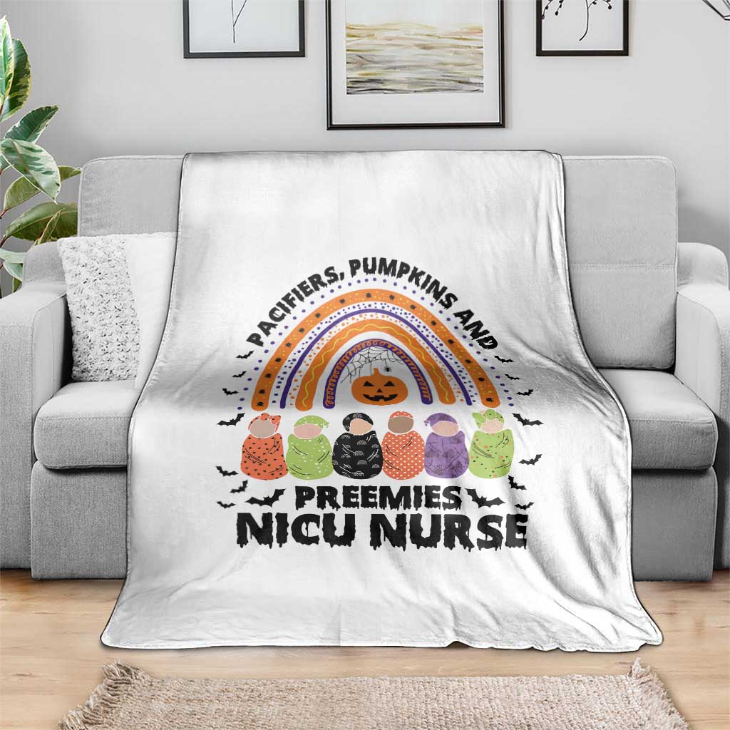 NICU Nurse Halloween Throw Blanket Pacifiers Pumpkins And Preemies Baby Rainbow Bat TS11 Print Your Wear