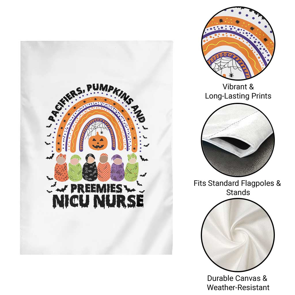 NICU Nurse Halloween Garden Flag Pacifiers Pumpkins And Preemies Baby Rainbow Bat TS11 Print Your Wear