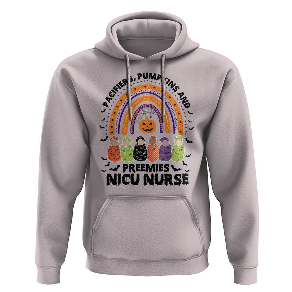 NICU Nurse Halloween Hoodie Pacifiers Pumpkins And Preemies Baby Rainbow Bat TS11 Ice Gray Print Your Wear