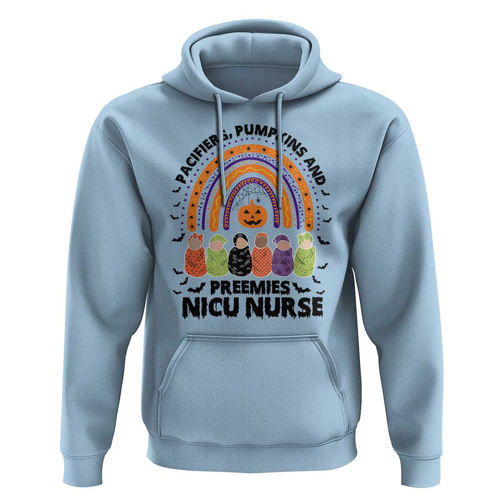 NICU Nurse Halloween Hoodie Pacifiers Pumpkins And Preemies Baby Rainbow Bat TS11 Light Blue Print Your Wear