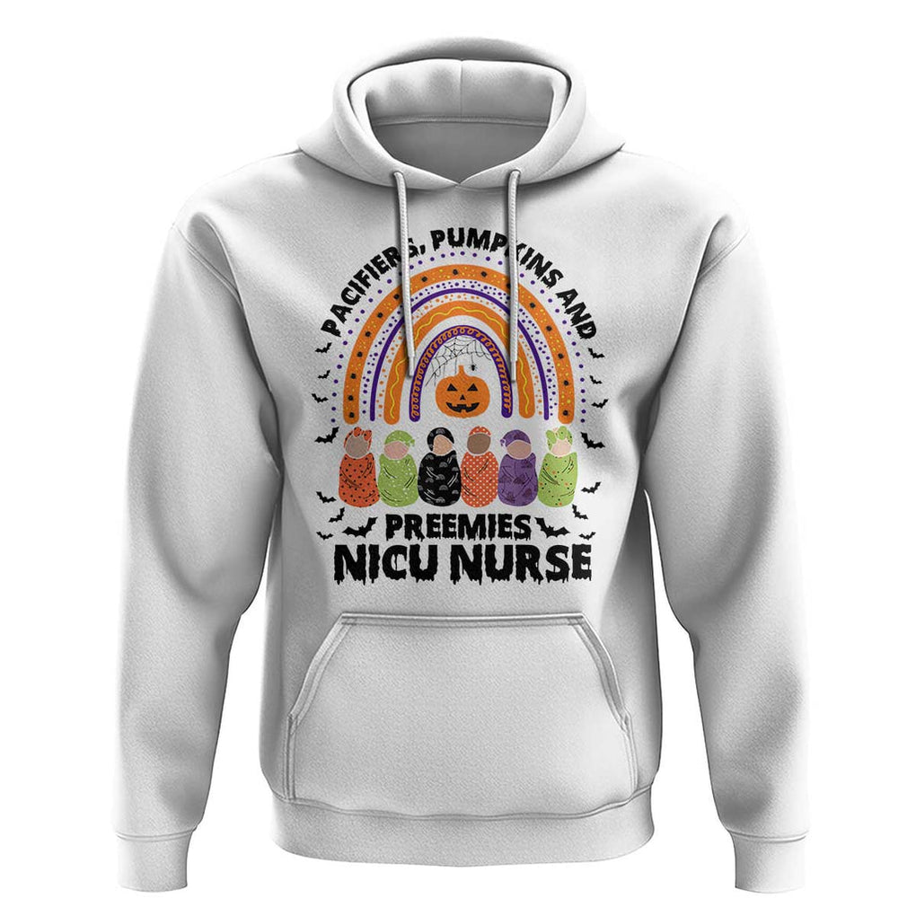 NICU Nurse Halloween Hoodie Pacifiers Pumpkins And Preemies Baby Rainbow Bat TS11 White Print Your Wear