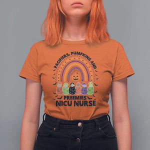 NICU Nurse Halloween T Shirt For Women Pacifiers Pumpkins And Preemies Baby Rainbow Bat TS11 Orange Print Your Wear