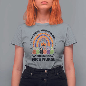 NICU Nurse Halloween T Shirt For Women Pacifiers Pumpkins And Preemies Baby Rainbow Bat TS11 Sport Gray Print Your Wear