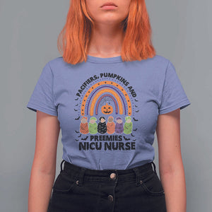 NICU Nurse Halloween T Shirt For Women Pacifiers Pumpkins And Preemies Baby Rainbow Bat TS11 Violet Print Your Wear