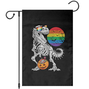 Halloween LGBT Garden Flag Scary Dinosaur Skeleton T rex Rainbow Moon TS11 Black Print Your Wear