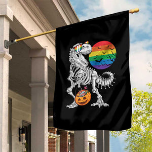 Halloween LGBT Garden Flag Scary Dinosaur Skeleton T rex Rainbow Moon TS11 Print Your Wear