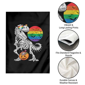Halloween LGBT Garden Flag Scary Dinosaur Skeleton T rex Rainbow Moon TS11 Print Your Wear